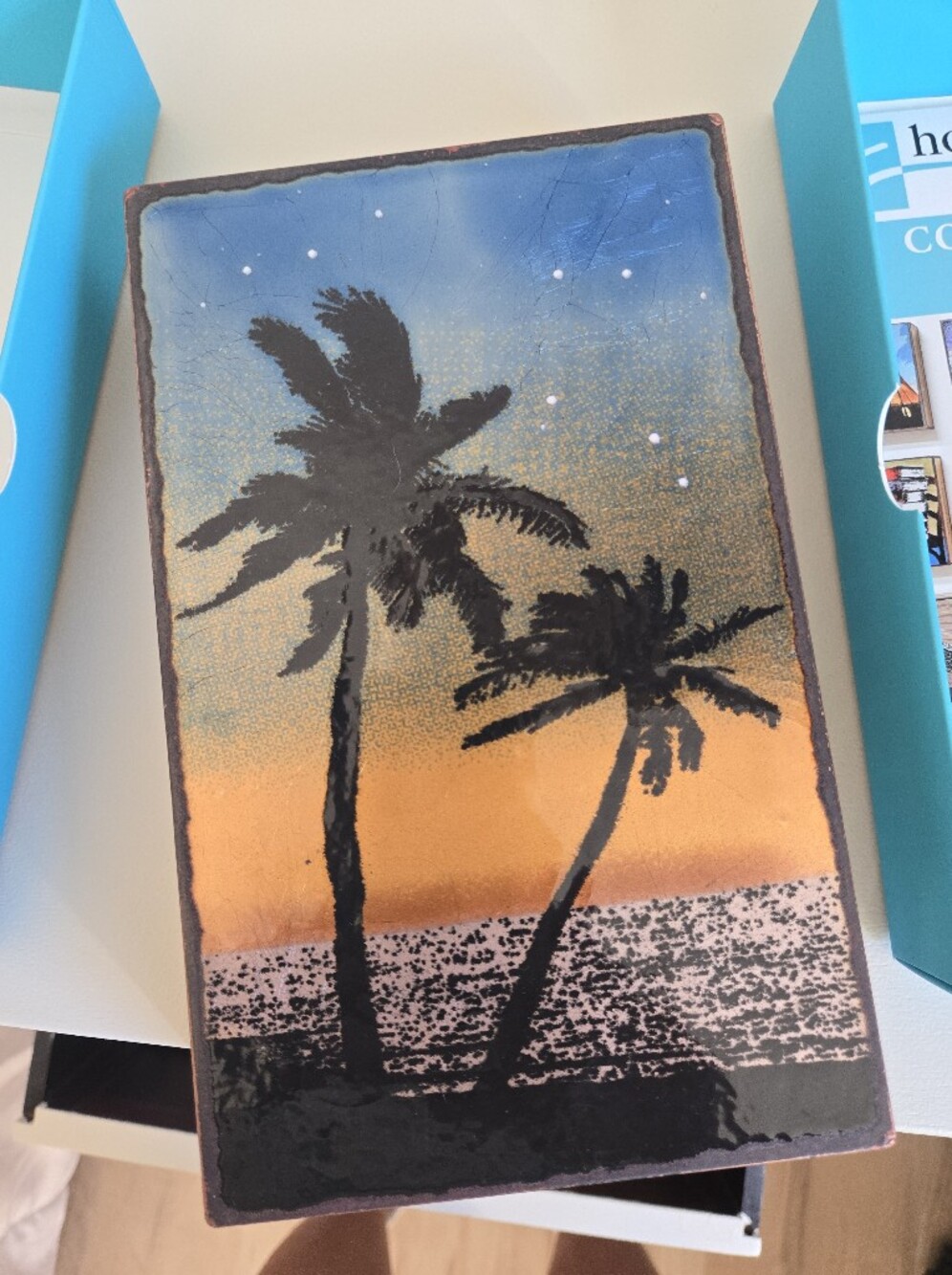 Houston Llew Spiritile #180 Sunset Beach Copper Enamel Wall Art Home Decor